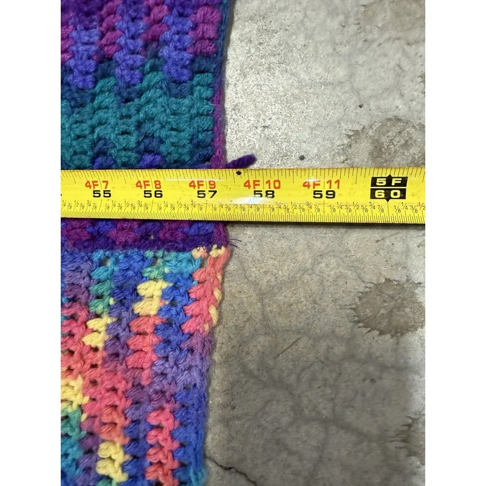 Handmade Crochet Throw Blanket 58x38 Variegated‎ Yarn Optical Illusion Boho